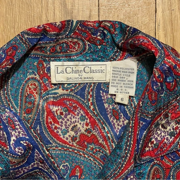 La Chine Classic Galinda Wang Paisley Multocolor Womens Button Up Large - Picture 4 of 8